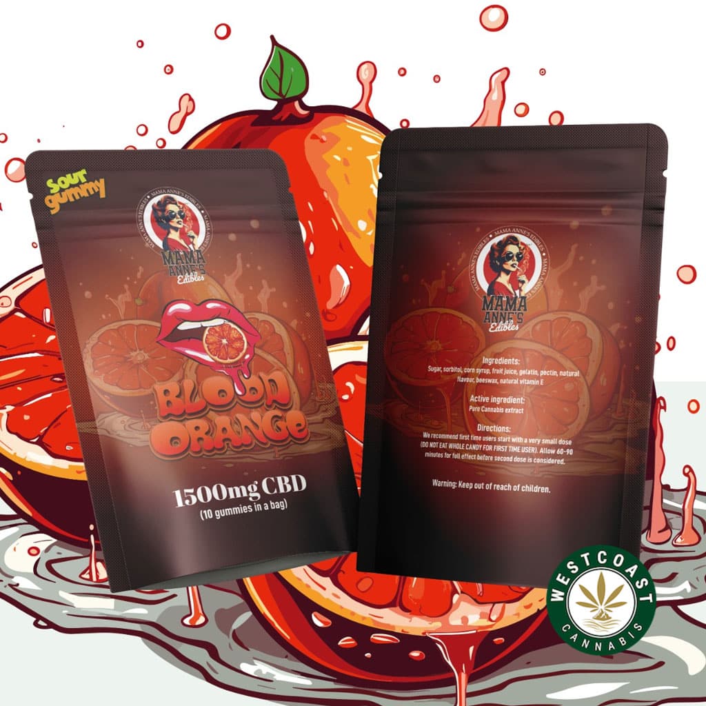 Mama Anne’s Edibles – Blood Orange Gummy – 1500mg CBD Mama Anne’s Edibles – Blood Orange Gummy – 1500mg CBD product image
