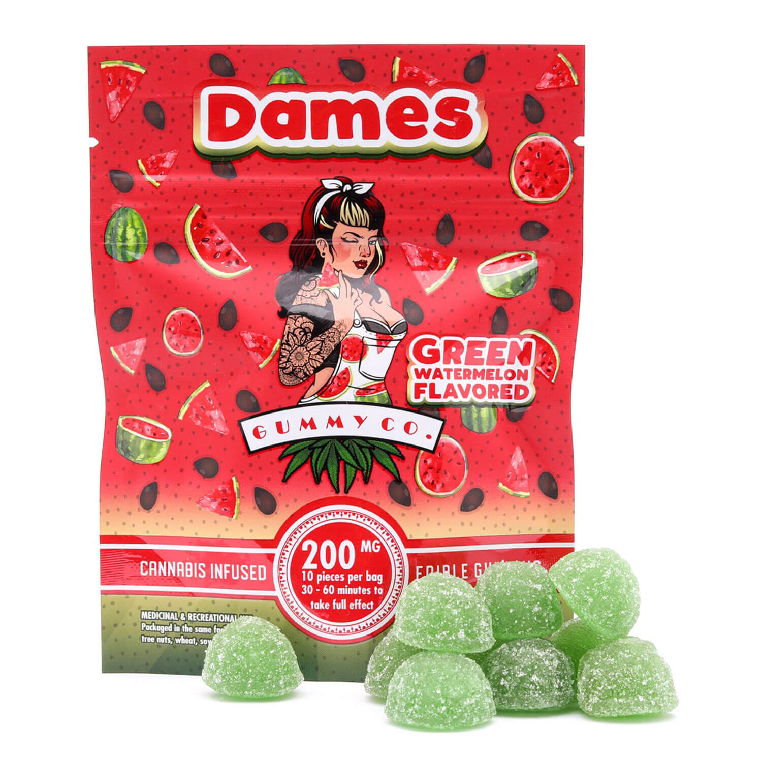 Dames-200MG-THC-Gummies-Green-Watermelon