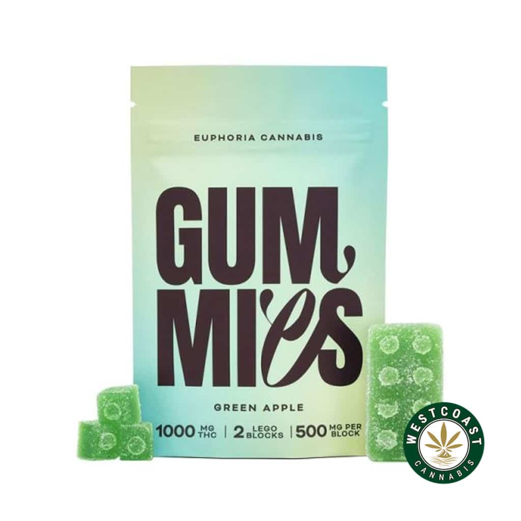Euphoria Cannabis – Green Apple Gummies 1000mg THC Euphoria Cannabis – Green Apple Gummies 1000mg THC product image