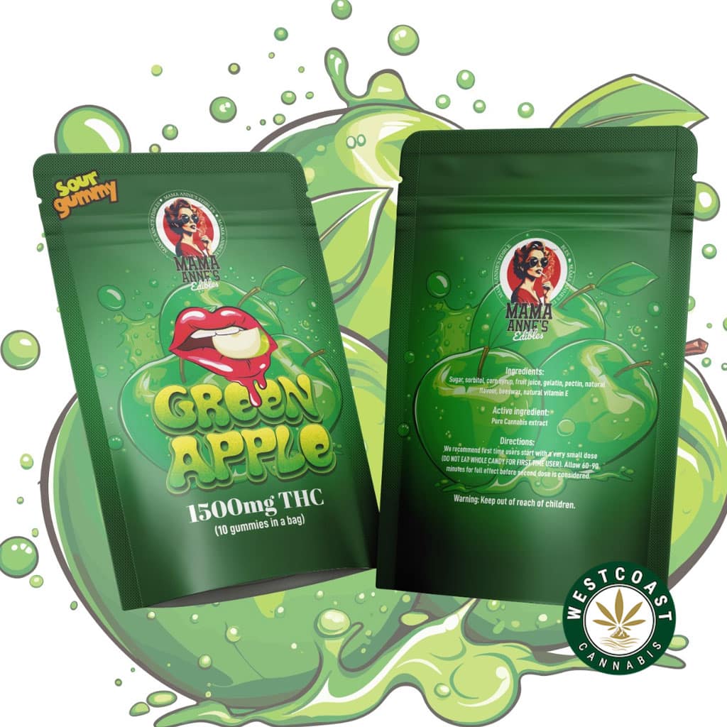 Mama Anne’s Edibles – Green Apple Gummy – 1500mg THC Mama Anne’s Edibles – Green Apple Gummy – 1500mg THC product image