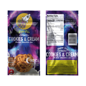 Higher Fire Extracts – Shatter Chocolate Bar – Cookies and Cream 1000mg THC (Indica) product image