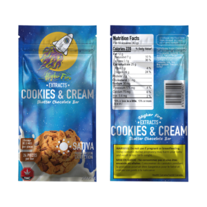Higher Fire Extracts – Shatter Chocolate Bar – Cookies and Cream 2000mg THC (Sativa) product image
