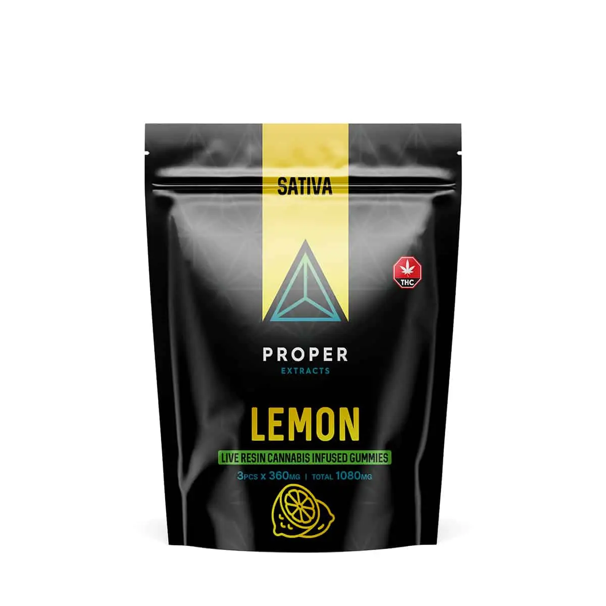 Proper Extracts Edibles – Triangles 1080mg Live Resin Gummies – Lemon Proper Extracts Edibles – Triangles 1080mg Live Resin Gummies – Lemon product image