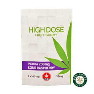 High Dose Fruit Gummy – Sour Raspberry 200mg THC (Indica) product image