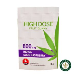 High Dose Fruit Gummy – Super Strength Sour Raspberry 800mg THC (Indica) product image