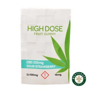 High Dose Fruit Gummy – Sour Strawberry 200mg CBD product image
