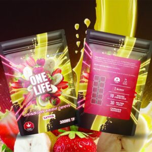 One Life Edibles – Strawberry Banana Gummy – 300mg THC (Sativa) product image