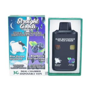 Straight Goods – Dual Chamber Vape – Blue Dream + Blueberry Full Spectrum CBD (3 Grams + 3 Grams) product image