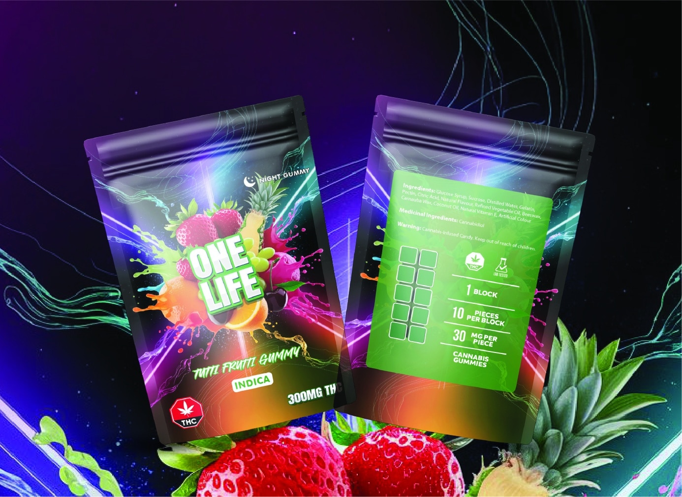 One Life Edibles – Tutti Frutti Gummy – 300mg THC (Indica) One Life Edibles – Tutti Frutti Gummy – 300mg THC (Indica) product image