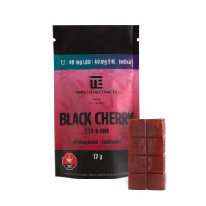Twisted Extracts Black Cherry Zzz Bomb 1:1 40mg THC 40mg CBD Indica product image