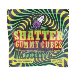 Higher Fire Extracts – Shatter Gummy Cubes – Green Apple 1000mg THC product image