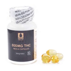 One Life Soft Gel Capsules – 500mg THC (Indica) product image
