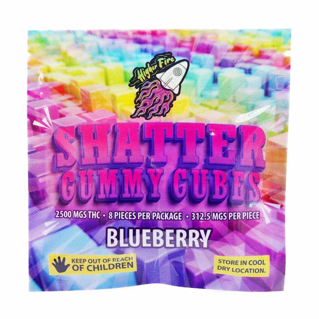 Higher Fire Extracts – Shatter Gummy Cubes – Blueberry 2500mg THC Higher Fire Extracts – Shatter Gummy Cubes – Blueberry 2500mg THC product image