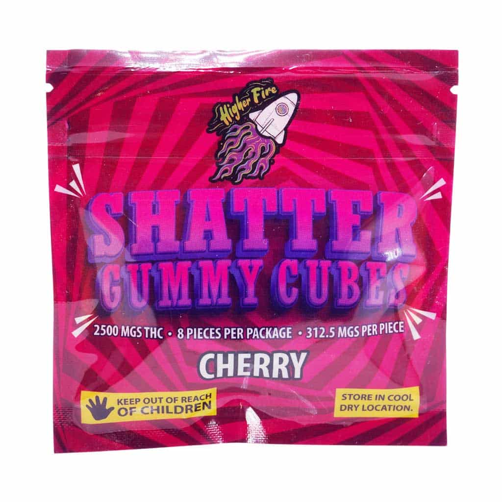 Higher Fire Extracts – Shatter Gummy Cubes – Cherry 2500mg THC Higher Fire Extracts – Shatter Gummy Cubes – Cherry 2500mg THC product image