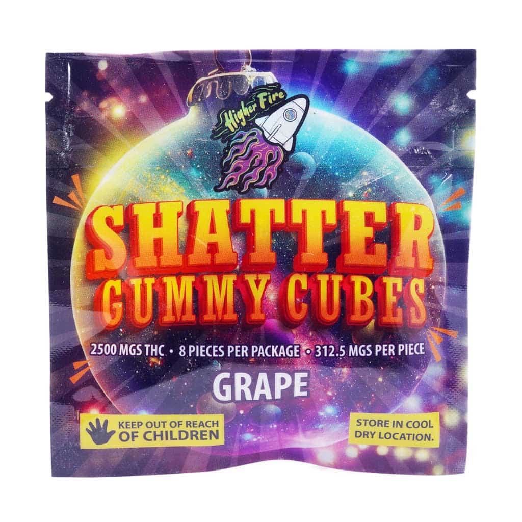 Higher Fire Extracts – Shatter Gummy Cubes – Grape 2500mg THC Higher Fire Extracts – Shatter Gummy Cubes – Grape 2500mg THC product image