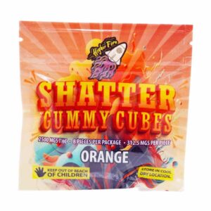 Higher Fire Extracts – Shatter Gummy Cubes – Orange 2500mg THC product image