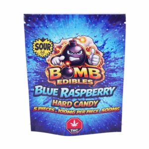 Bomb Edibles – 500mg THC Sour Hard Candy – Blue Raspberry product image