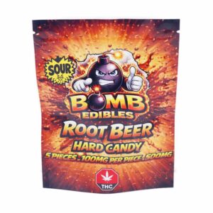 Bomb Edibles – 500mg THC Sour Hard Candy – Root Beer product image