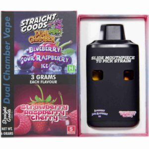 Straight Goods – Dual Chamber Vape – Blueberry Sour Raspberry Ice + Strawberry Raspberry Cherry (3 Grams + 3 Grams) product image
