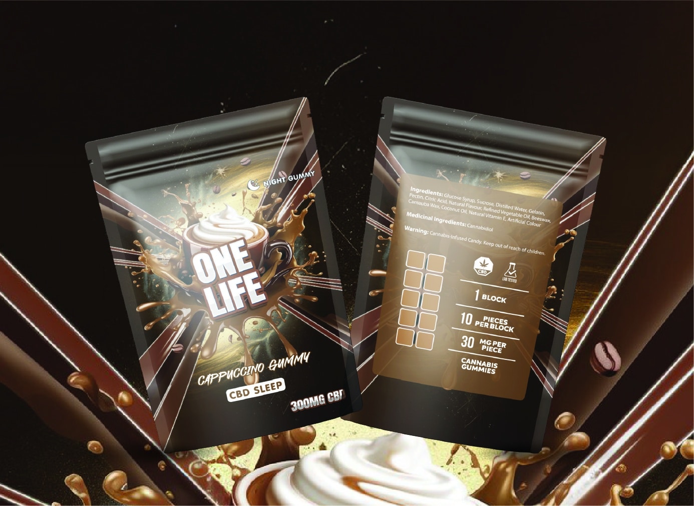 One Life Edibles – Cappuccino Gummy – 300mg CBD + 100mg Melatonin One Life Edibles – Cappuccino Gummy – 300mg CBD + 100mg Melatonin product image