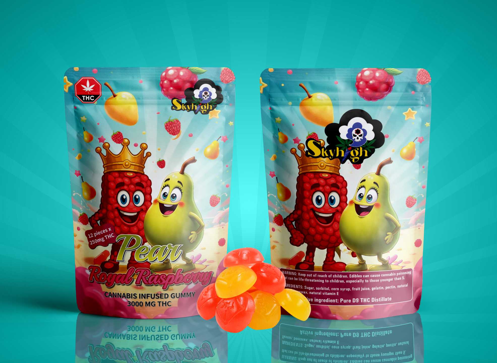 Sky High Edibles – Pear + Royal Raspberry Gummy 3000mg THC Sky High Edibles – Pear + Royal Raspberry Gummy 3000mg THC product image