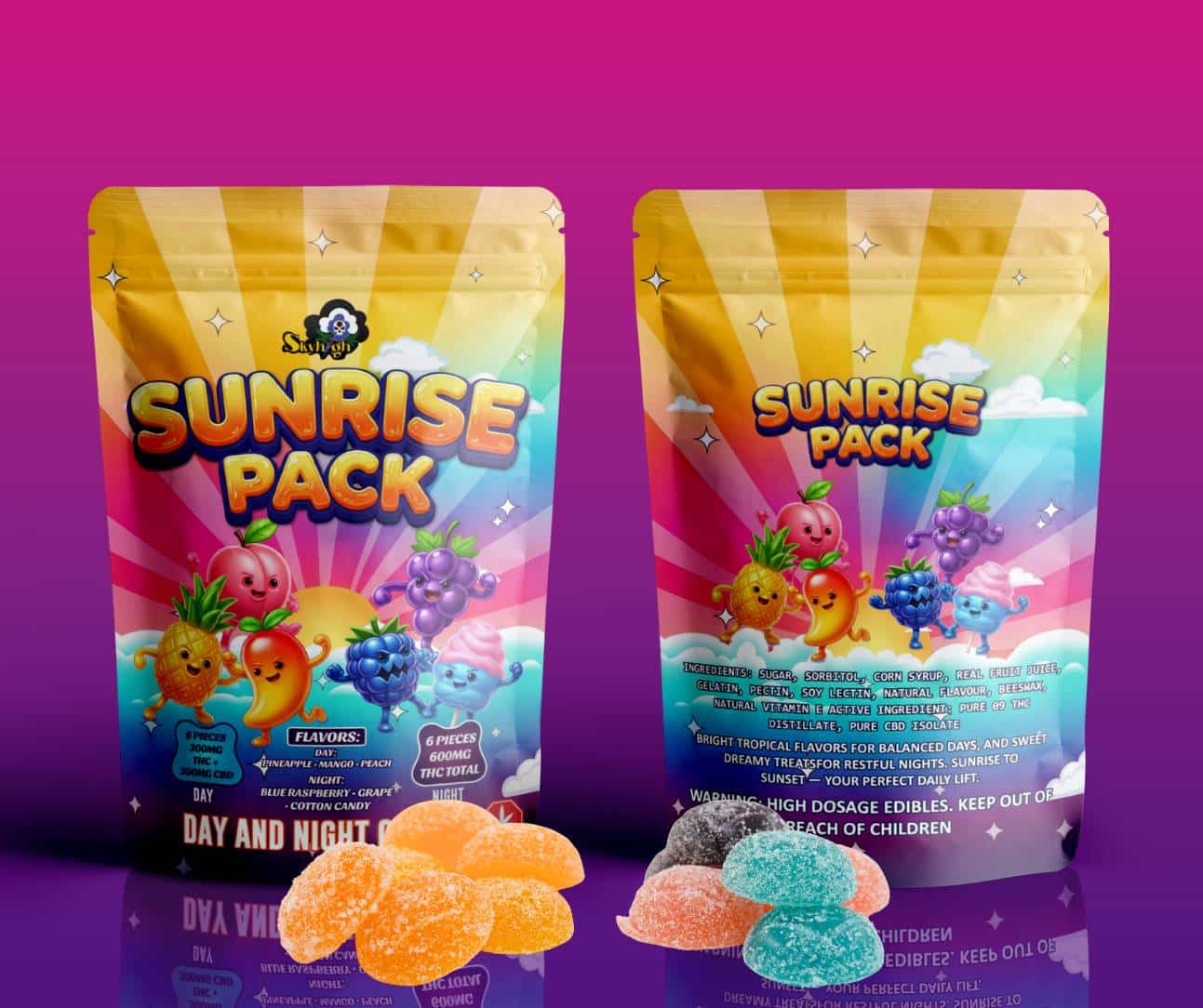 Sky High Edibles – Day and Night Gummies – Sunrise Pack (900mg THC : 300mg CBD) Sky High Edibles – Day and Night Gummies – Sunrise Pack (900mg THC : 300mg CBD) product image